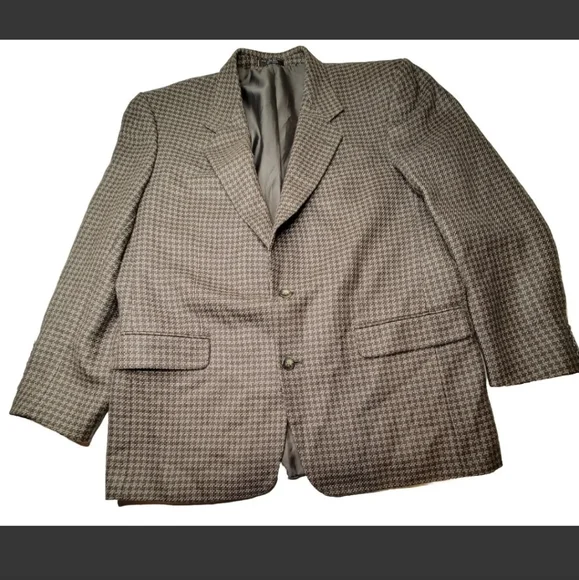 Jones New Your Men's Taupe Tweed Wool 2 button Blazer 44 L
